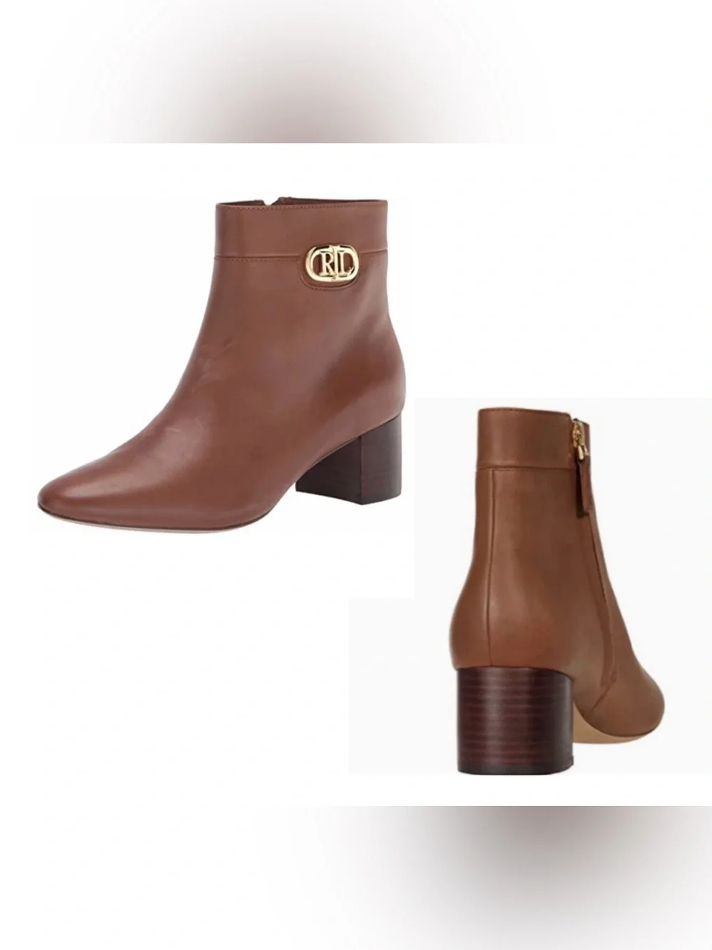 Ralph Lauren “Wynne” Tan Leather Ankle Boots